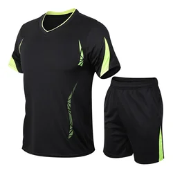 Ensemble de sport décontracté Ice InjThin, T-shirt à col en V, Taille élastique, Poches Wstring, Short léger à séchage rapide, Été, Nouveau