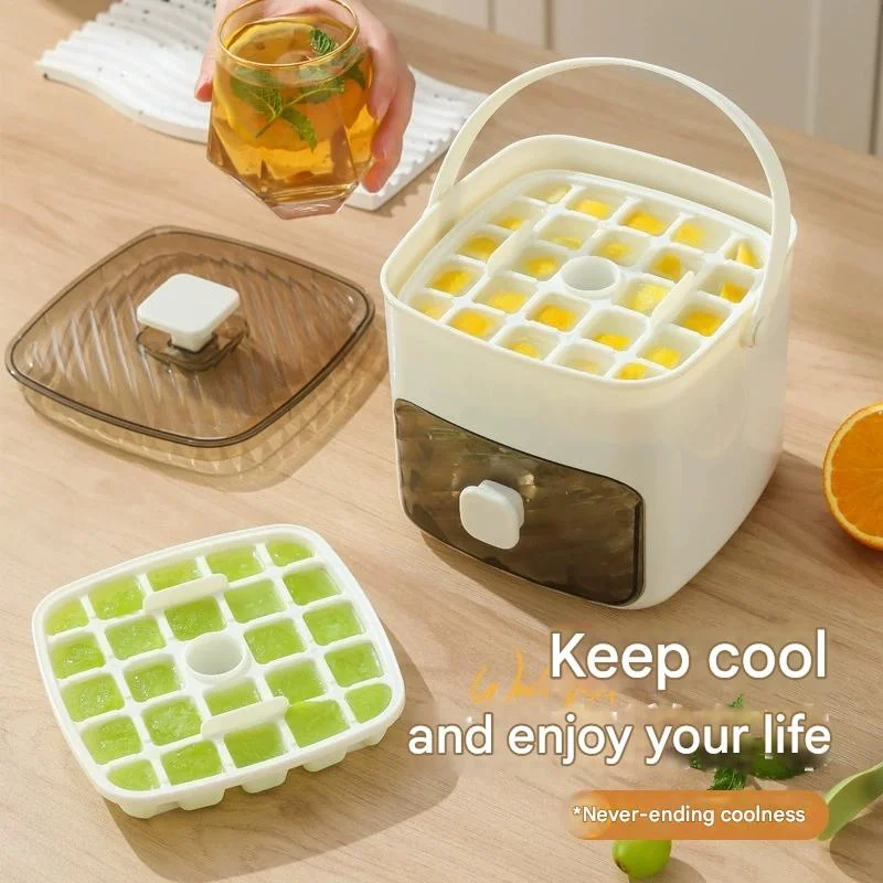 

Large Capacity 48-Ice Cube Maker - Double Layer Design, Easy-Press Lid, Food-Grade Plastic Tray for Freezer - Perfect for Whisk