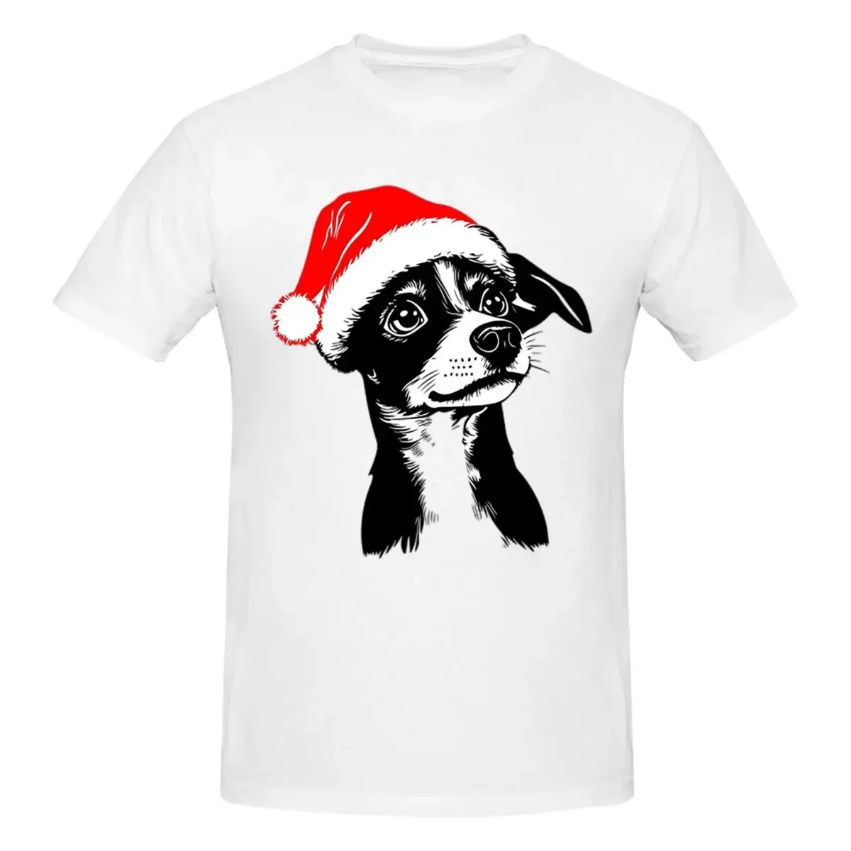 Camiseta festiva de rata Terrier Holiday Art para hombre, camisetas de gran tamaño a la moda, camisetas cortas de algodón con cuello redondo para hombre de verano