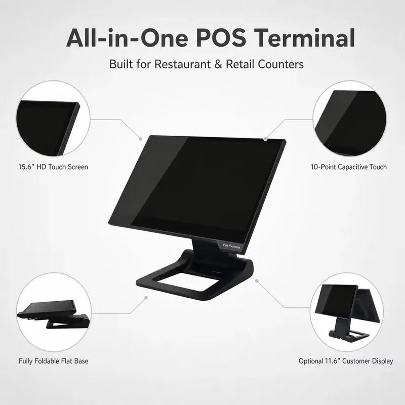 15.6 Inch Touch Screen POS System All In One Machine For Supermarket Restaurant Retail Store Windows Cash Register OEM