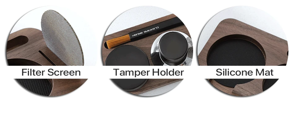 Kaffee-Tamper-Matte, Station, Ständer, Siebträgerhalter, Stützgestell, Walnussholz, für 51 mm, 54 mm, 58 mm, Espresso-Zubehör, Barista – Detail 4