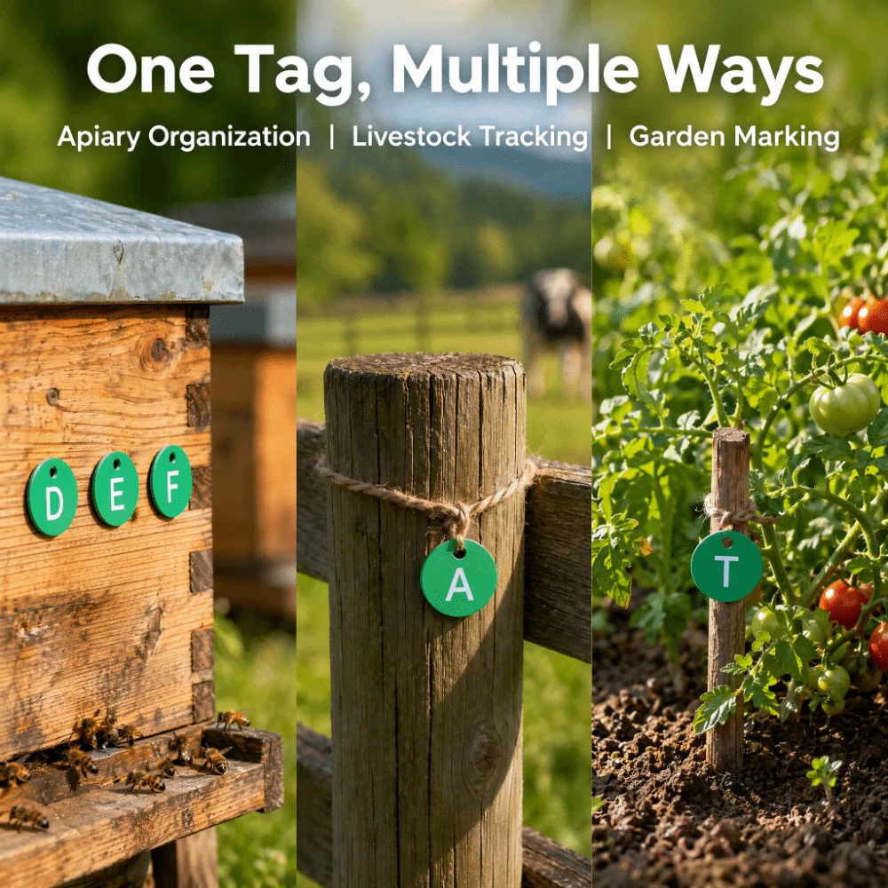 26Pcs ABS Numbered Beehive Tags Wear Resistant With Small Hole Beekeeping Identification Tags Durable Numbered A to Z
