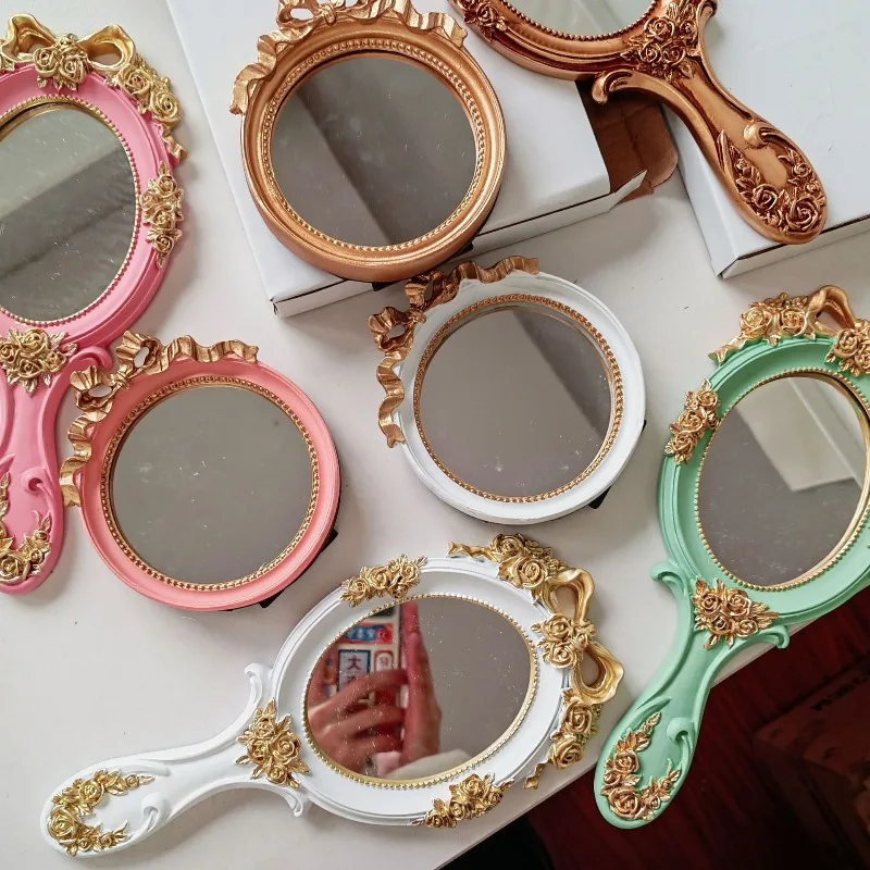 Miroirs de maquillage portables Vintage haute définition, 1 pièce, Ellipse Baroque, petit miroir de maquillage, cadeaux élégants pour filles