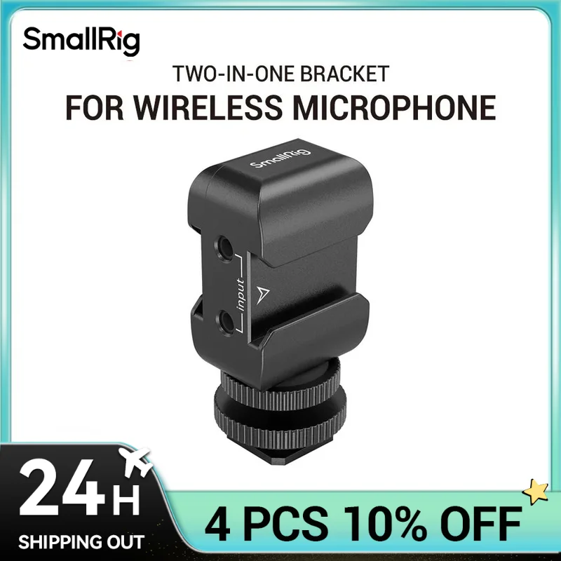 SmallRig Two-in-One Bracket Cold Shoe Mount Compatible with Rode Wireless GO and Saramonic Blink 500 for Two-Person Vlogg 2996