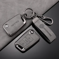 Car Flip Key Case Cover Shell For VW Volkswagen Golf 7 MK7 Tiguan MK2 For Seat Ateca Leon FR 2 Ibiza Remote Keychain Accessories