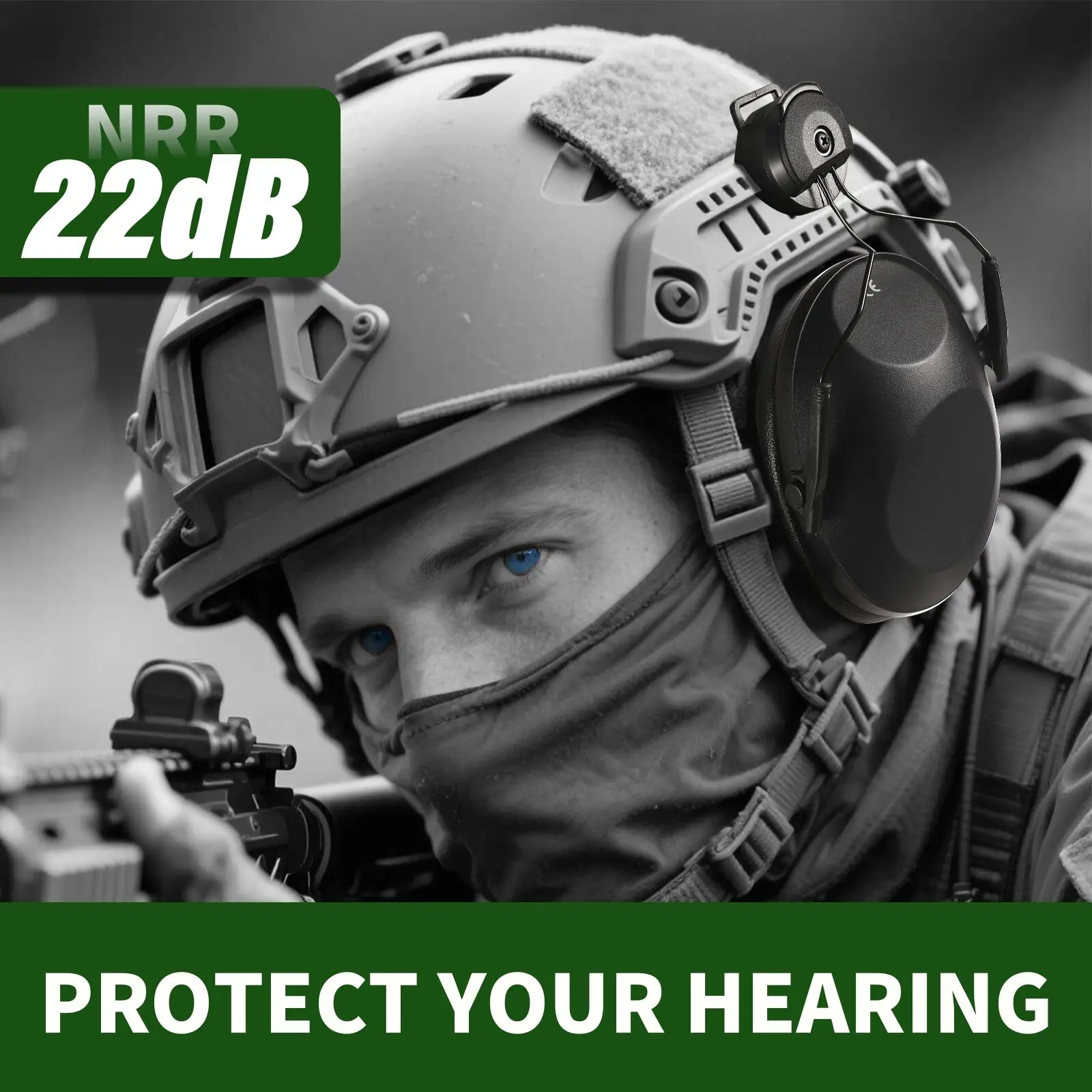 Cuffie antirumore tattiche montate su casco 22 NRR Riduzione passiva del rumore per pickup da caccia e protezione per le orecchie da tiro