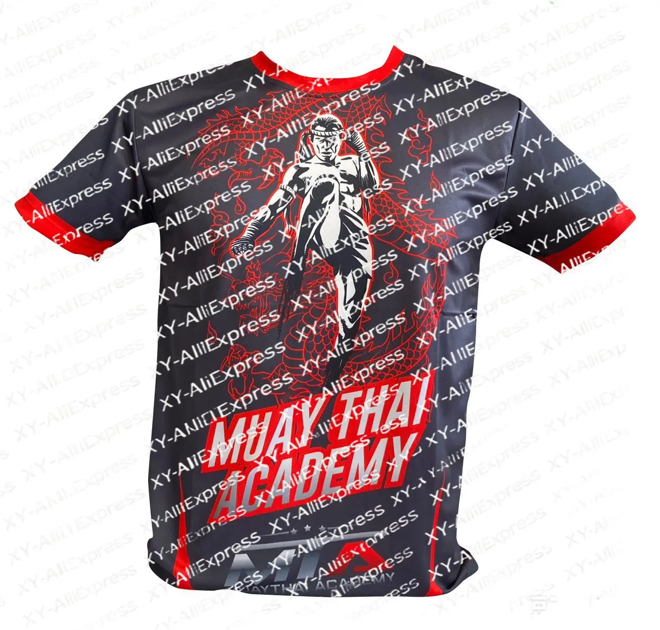 Men Lightweight Short Sleeve Shirt, Black Red Combat Silhouette Design, Quick Dry Fabric for Gym Workouts & Fight Hobby Meetups