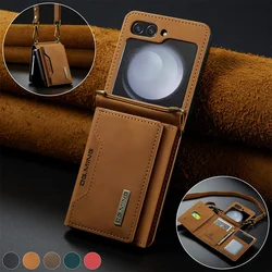 Case For Samsung Galaxy Z Flip 7 6 5 Wallet Magnetic Leather Card Holder Pocket Kickstand MagSafe Shell Funda Cover