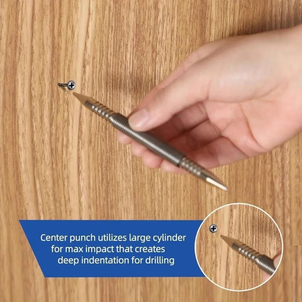 

1/2Pcs Metal Center Pin Punch Double Head Hammerless Marking Holes Tool 1/16&3/32inch Spring Loaded Center Holes Punch