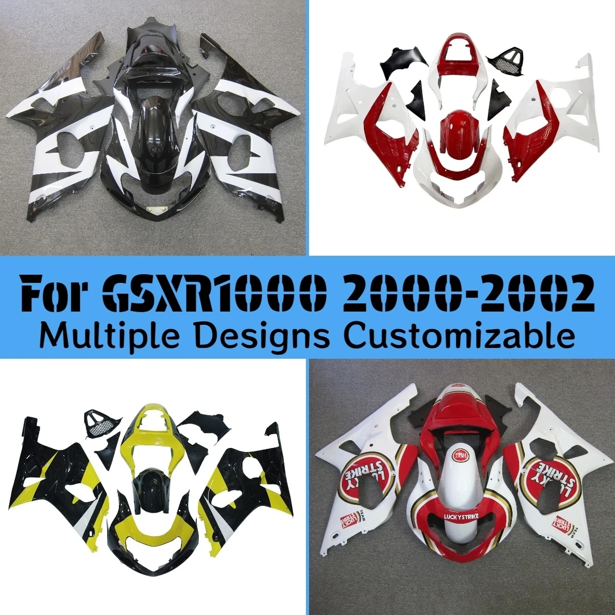 Fairings Motorcycle GSXR1000 2000 2001 2002 Red White Black Fairing Kit for GSXR 1000 00 01 02