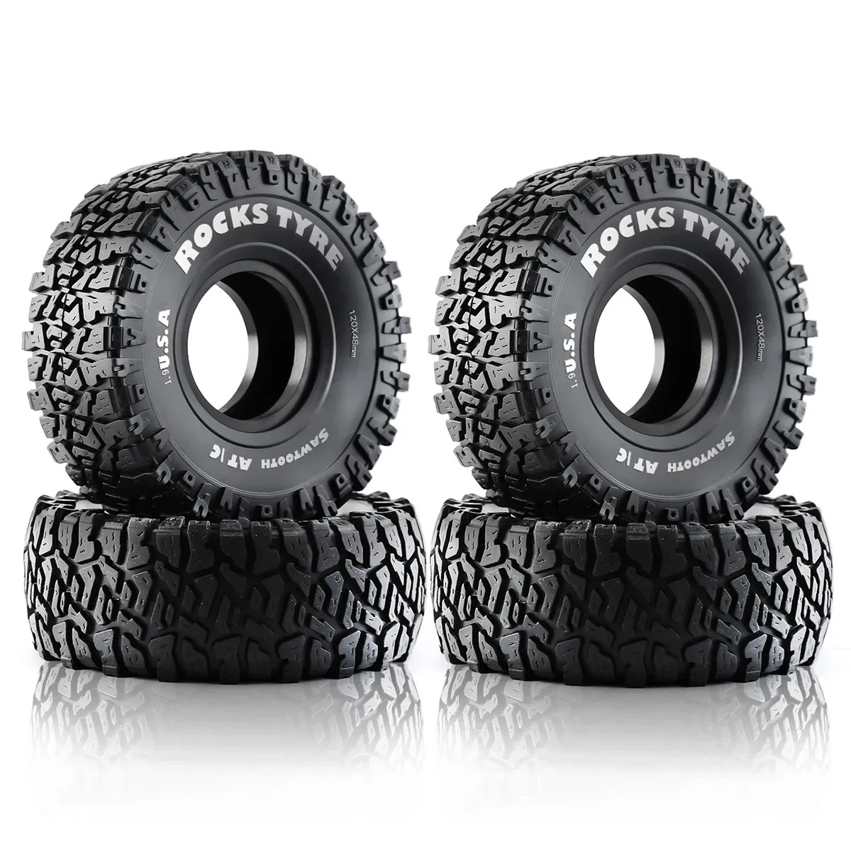 4pcs 1.9 Inch OD 120mm Crawler Tires for 1/10 Axial SCX10 90046 AXI03007 Tamiya CC01 Redcat Gen8 RC4WD Beadlock Wheels