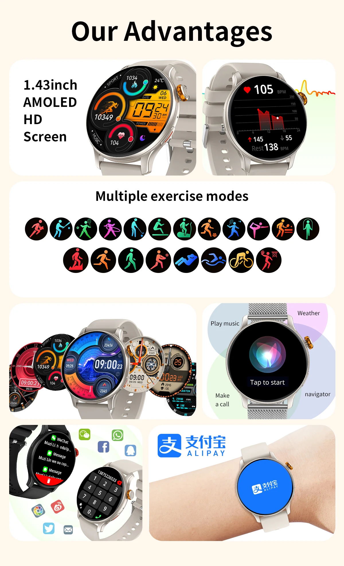 CY26 Smart Watch Men Watch 5 Pro AMOLED HD Screen Bluetooth Call GPS Trajectory NFC Heart Rate Smartwatch AI Intelligent Voice