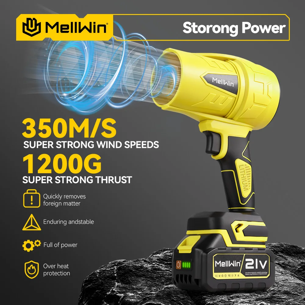 MELLWIN 300000 U/min bürstenlose elektrische Turbo-Lüftergebläse Jet Violent Hand-Laubbläser Staubblasen für Makita 18 V Batteriestifte – Detail 8