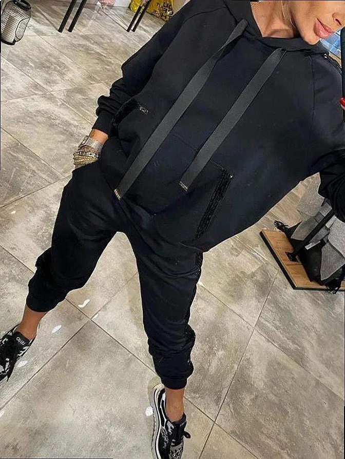 Elevated Women's Hoodie Sets 2025 Spring Summer Casual Tracksuit Two Piece Matching Set Loungewear