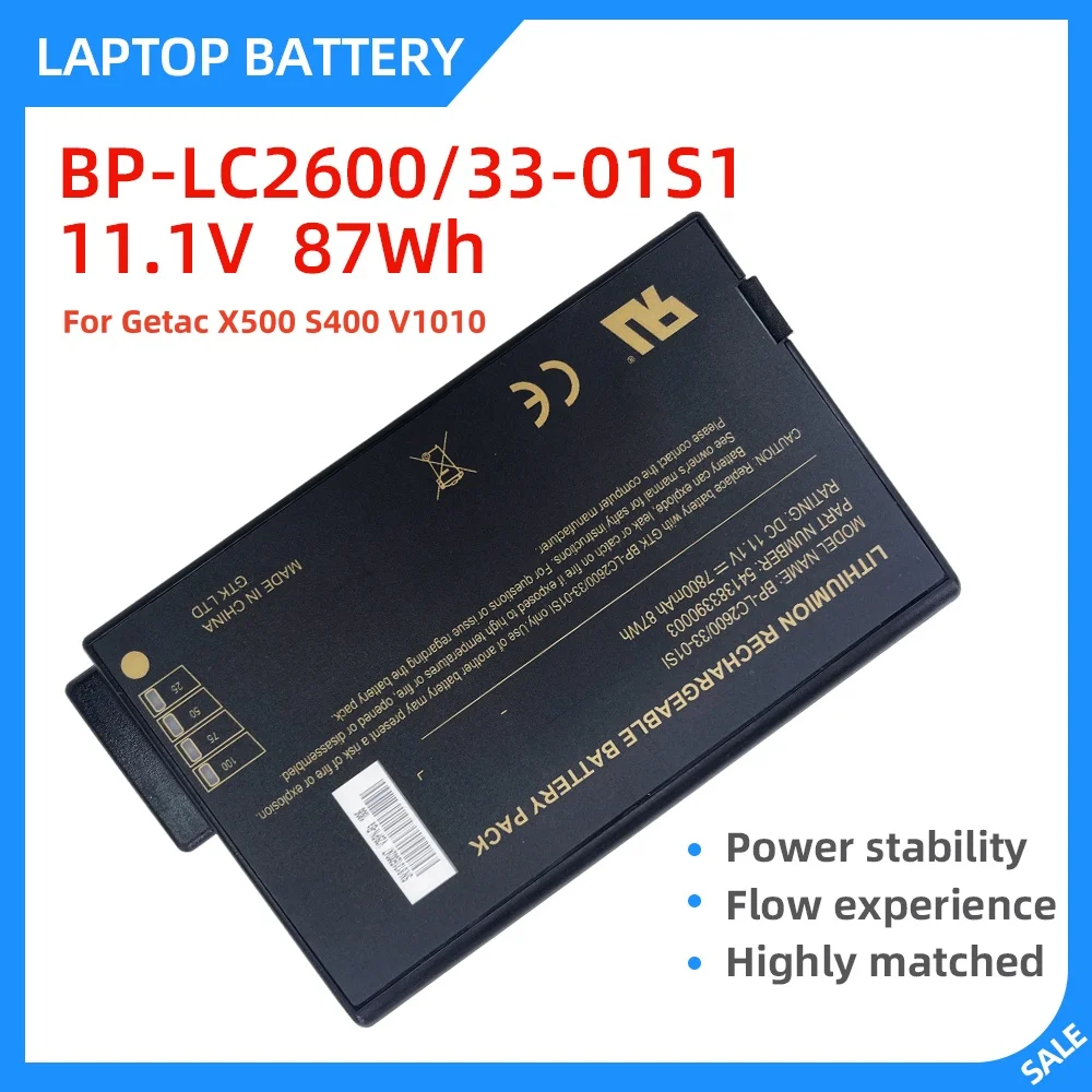

New Laptop Battery BP-LC2600/33-01SI 11.1V 87Wh 7800mAh High Quality For Getac X500 S400 V1010
