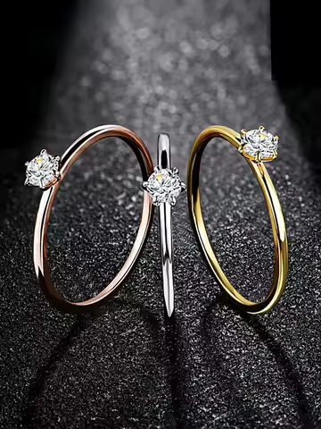 ATTAGEMS Classic Round Cut 3.5mm Moissanite Ring for Women Handmade 925 Sterling Silver Rings Engagement Bride Gift Fine Jewelry