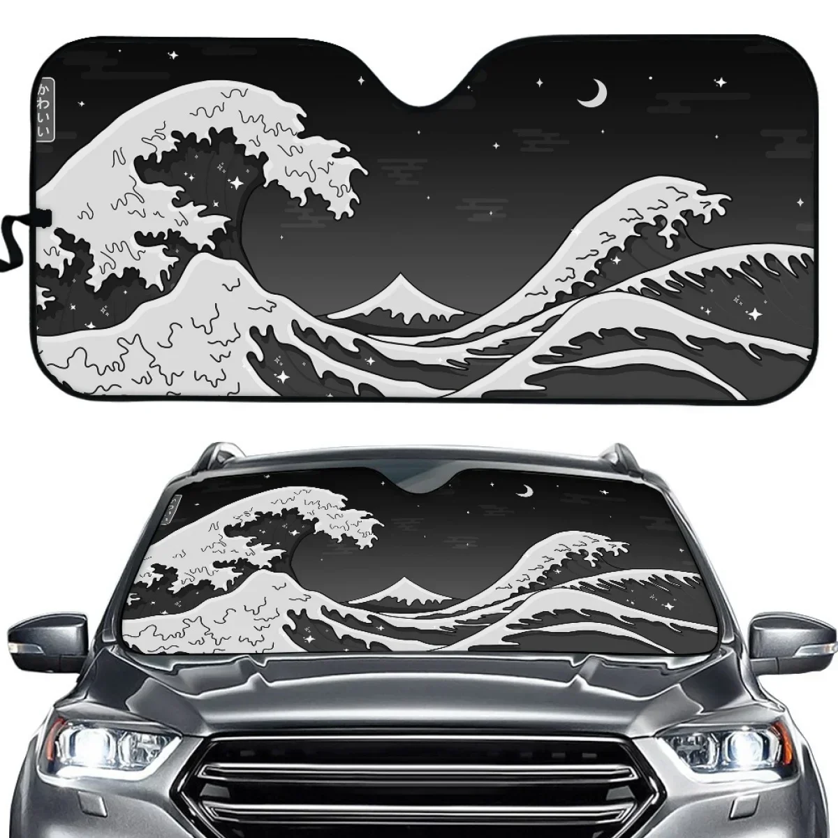 Night Sky Sea Wave Pattern Car Sun Shade for Woman Men Comfort Material High Quality Washable Windshield Covers Soft AUTOSHADE