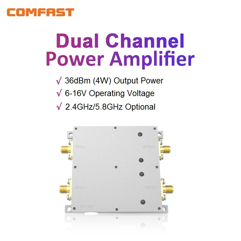 Comfast WiFi Booster 36dBm Signal Amplifier Repeater 2.4/5.8G Dual Channel High Power Range Extender 802.11 b/g /n/ac for Drone