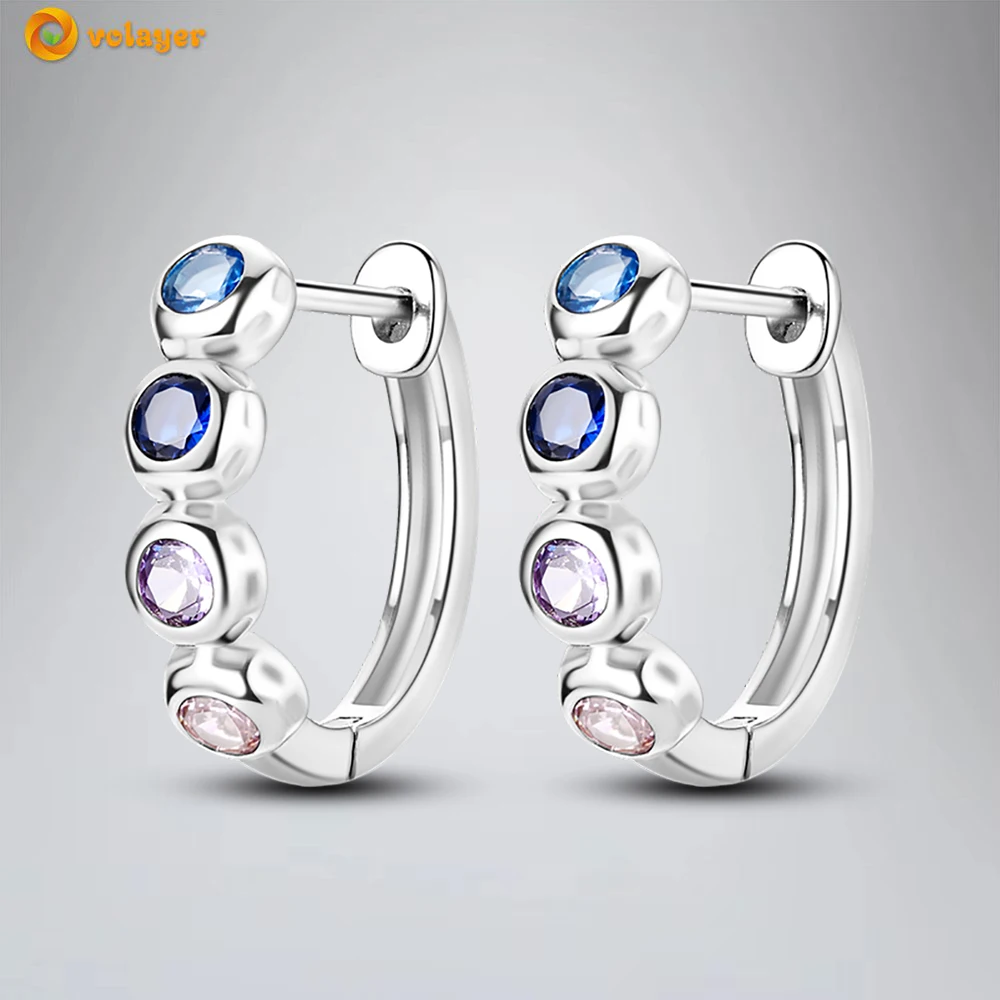 

Volayer 925 Sterling Silver Earrings Irregular Colored Candy Earrings for Women Female Fashion Jewelry Gift Free Shipping
