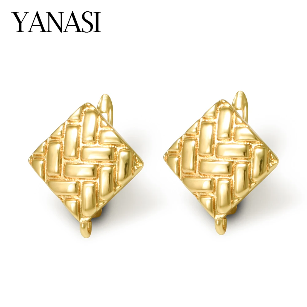 18K Gold Plated Brass Earring Hooks, Diamond Shaped Retro Jewelry  Findings with Loop for DIY Dangle Earrings Making Accessories