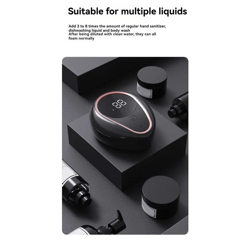 【استمتع لها】صابون رغوي قابل لإعادة الشحن بقدرة 1500 مللي أمبير في الساعة، 300 مل، موزع صابون أوتوماتيكي مثبت على الحائط، موزع صابون غسيل يدوي ذكي B