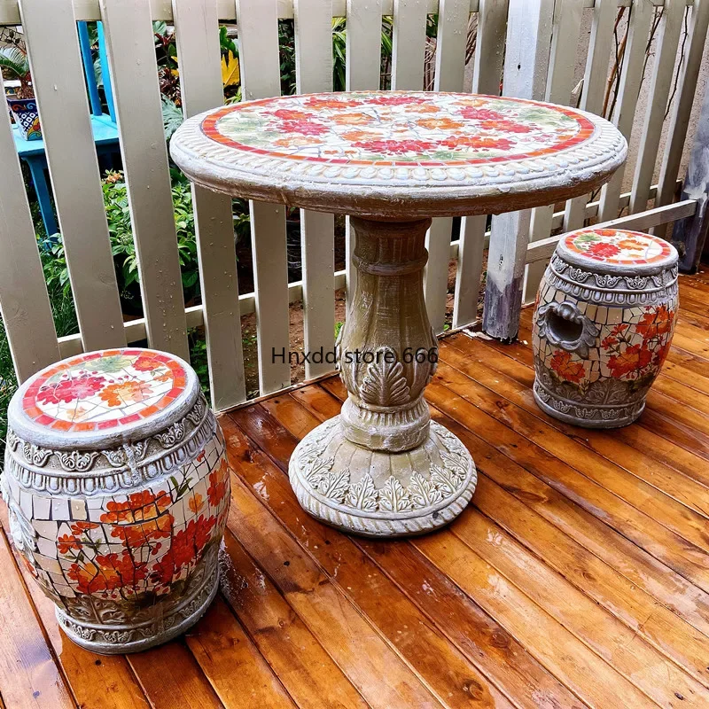 Mosaic creative garden courtyard outdoor balcony tables and chairs