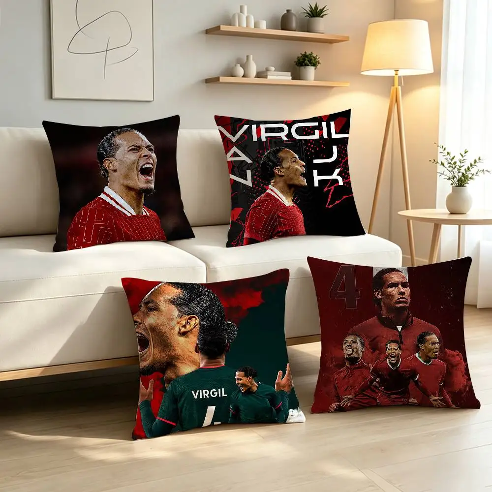 Football Defender Virgil van D-Dijk Pillow Case Pattern Printed Pillowcase For Living Room Sofa Cushion Cover