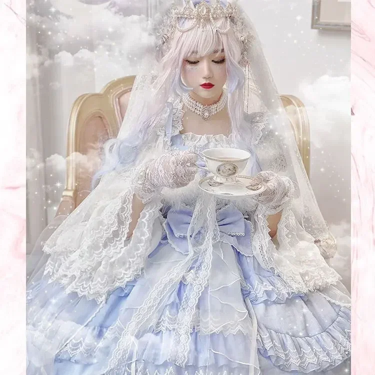 MAGOGO splendida principessa festa di nozze Lolita vestito Kawaii fiocco pizzo Lolita JSK vestito fata elegante dolce Maxi abiti per le donne