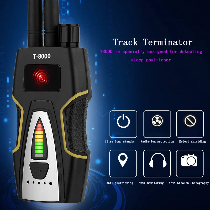 T8000 Wireless Signal Detector GPS Anti Positioning Search Camera Stealing Eavesdropping Detection Track Terminator Smart Chip