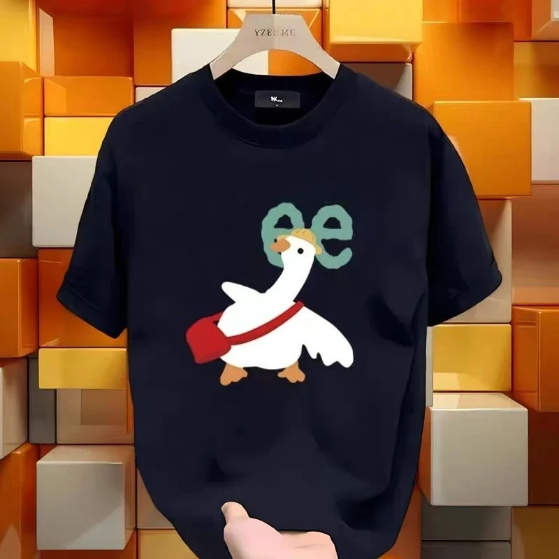 2025 جديد عادية تي شيرتات قصيرة الاكمام طباعة القطن منتظم صالح الجولة الرقبة تنفس فضفاض للجنسين المحملة الرجال النساء الملابس Fortnite