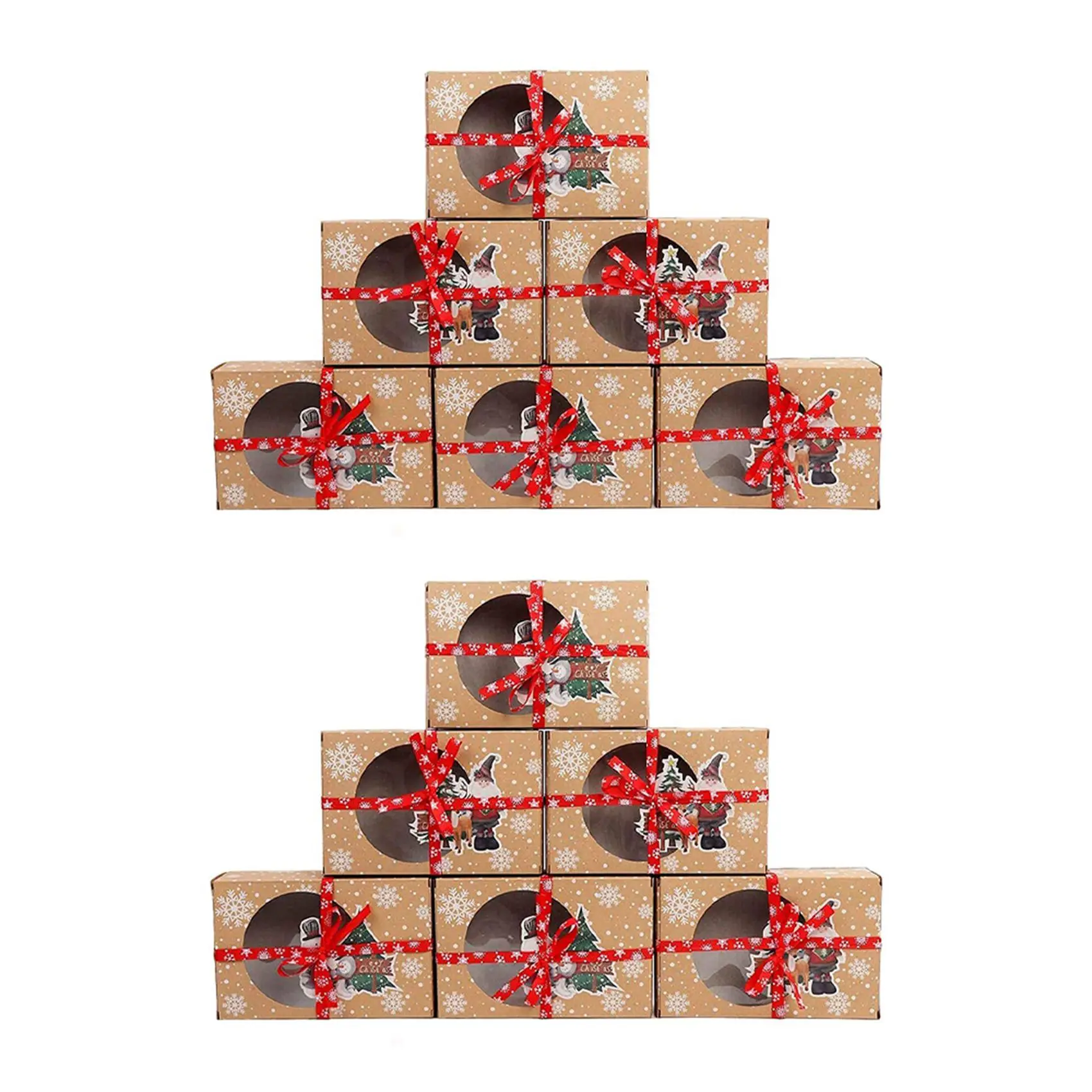 *ABKM 24Pcs Christmas Cookie Box Food Safe Kraft Paper Baking Box for Packaging Cakes Pastries At Christmas Parties Set