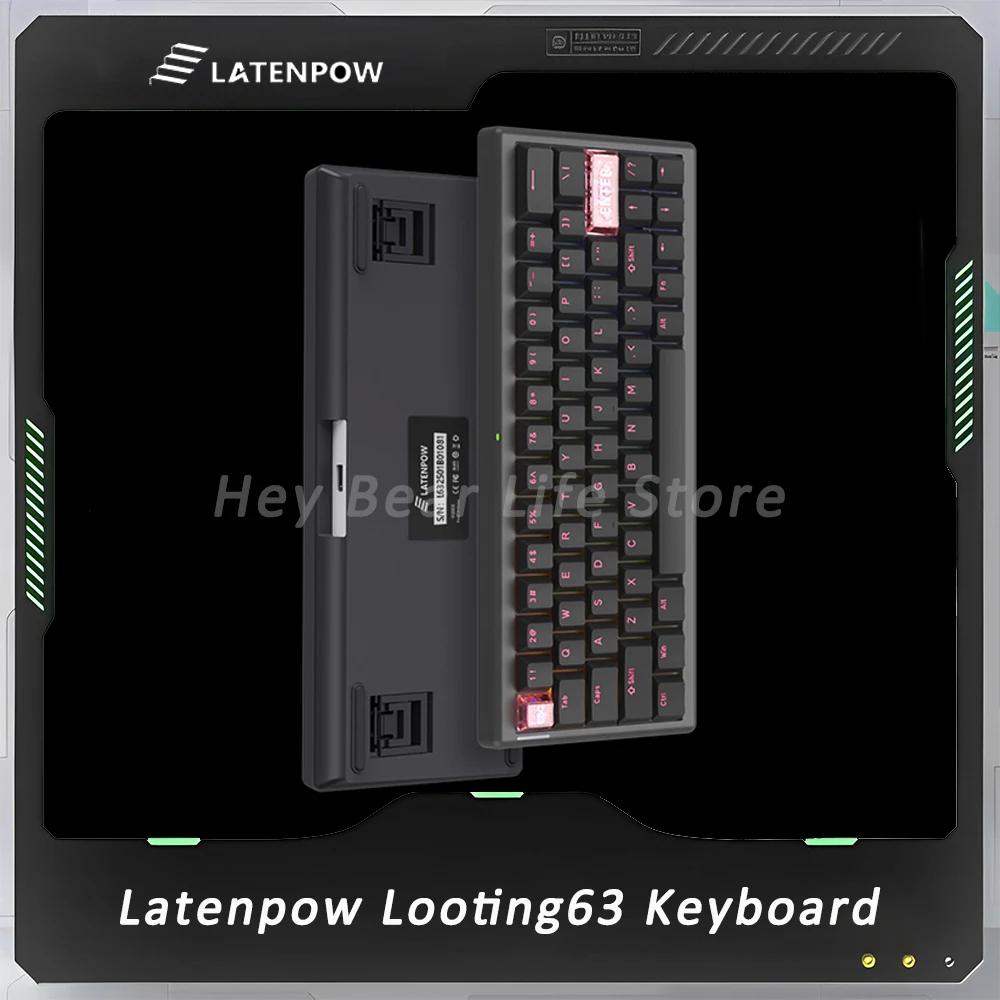 Latenpow Looting63 لوحة المفاتيح الميكانيكية التبديل المغناطيسي RGB RT لوحة مفاتيح الألعاب السلكية واحدة السندات 32K ملحقات ألعاب الكمبيوتر المخصصة