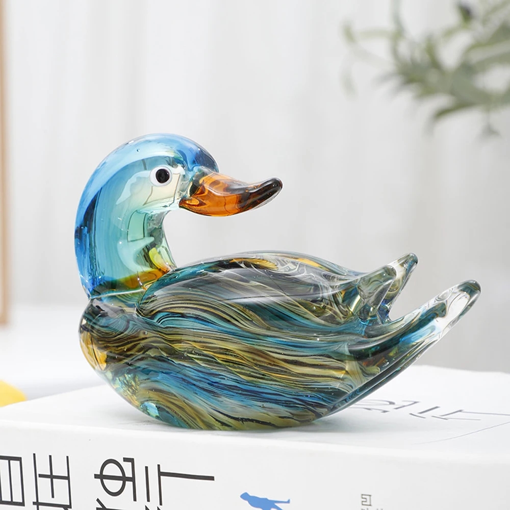 

Hand Blown Glass Mandarin Duck Figurines Collection Glass Art Animals Sculpture Handmade Crystal Paperweight Kids,Women Gifts