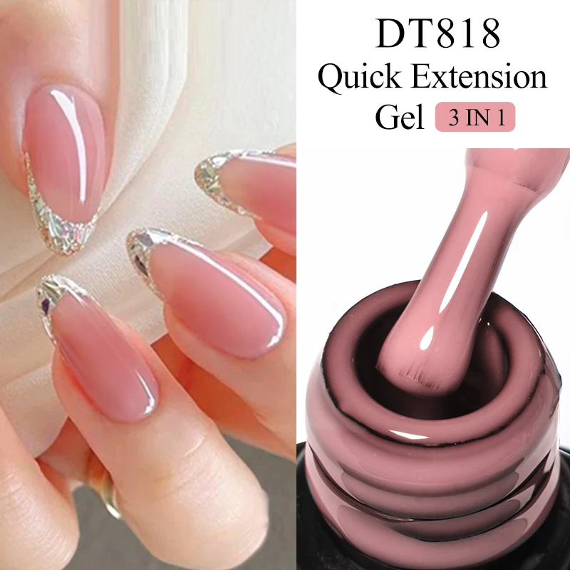 MEET ACROSS 7ml Milky White Quick Extension Gel Nail Polish For Nails Pink Gold Red Foils Effect Semi Permanent UV Gel Nail Art