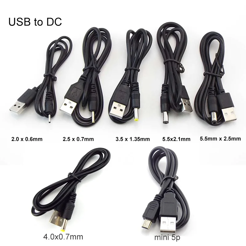 USB type A Male to DC 5.5 2.1 2.5 3.5x1.35 4.0x1.7 mm male mini 5pin power supply Plug Jack extend charging cable connector p1