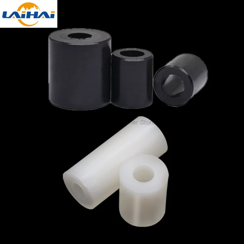 

50pcs Inside Diameter ID 3 4 5 6 8mm Black White ABS Nylon Non-Threaded Spacer Hollow Standoff Washer M3 M4 M5 M6 M8 Screw Bolt