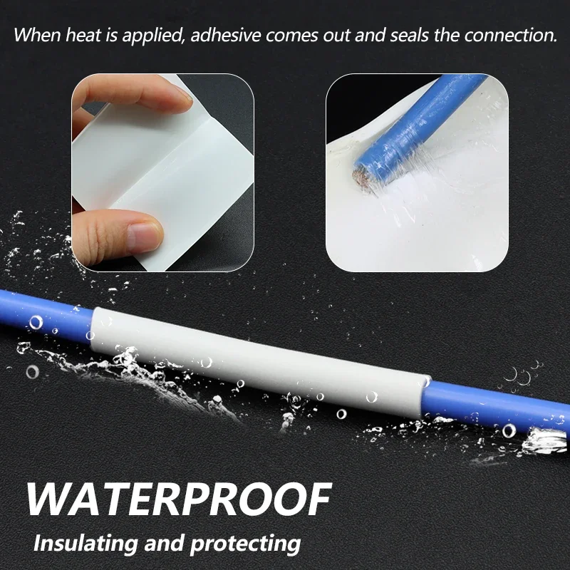 

3:1 White PE Heat Shrink Tube With Glue Diameter 1.6 - 39mm Double Wall Waterproof Heat Shrinkable Sheath Sleeve for Cables