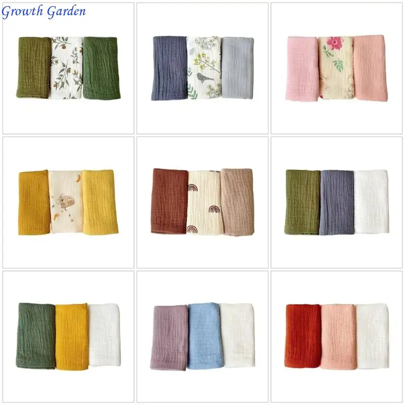 

3pcs/set Newborns Bath Towel Cotton Handkerchief Infant Baby Washcloths E65D
