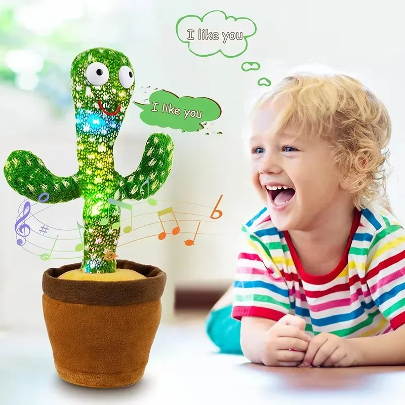 เด็กเต้นรําพูดคุยของเล่นกระบองเพชร Interactive Talking Sunny Cactus อิเล็กทรอนิกส์ Plush ของเล่นตกแต่งบ้านสําหรับเด็ก Xmas ของขวัญ