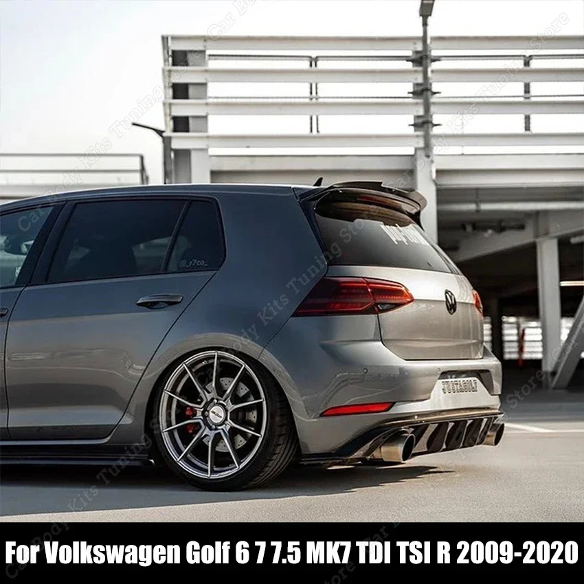 フォルクスワーゲンゴルフ用の黒いリアルーフスポイラー,フォルクスワーゲンゴルフ7.5 mk7 tdi tsi r 2009-2020用の装飾アクセサリー