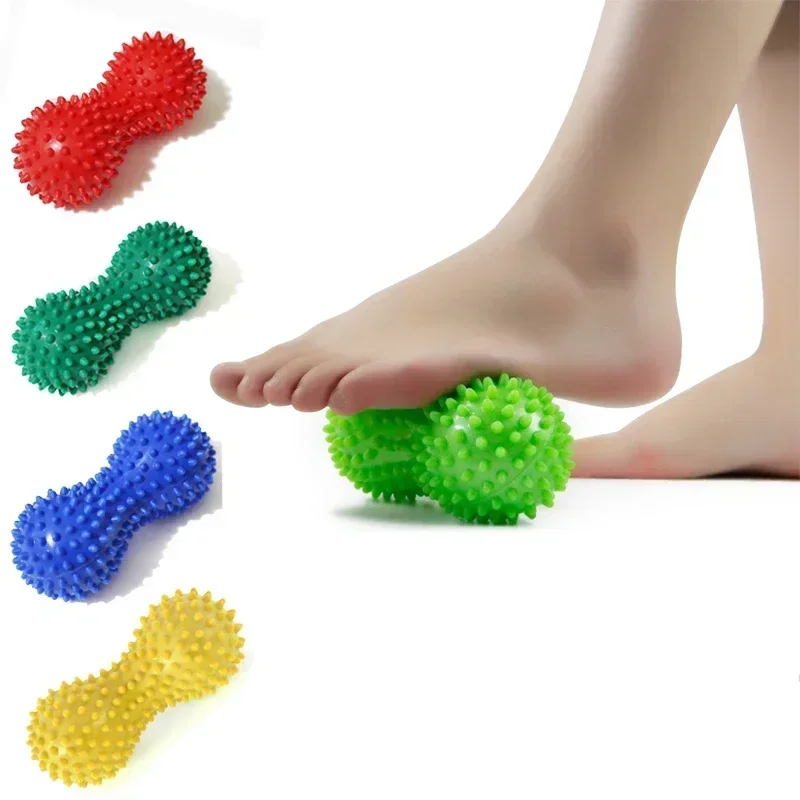 6 Colors Peanut PVC Yoga Supplies with Thorns Workout Massage Peanut Hand Ball Yoga Fitness Ball Inflated Peanut Ball