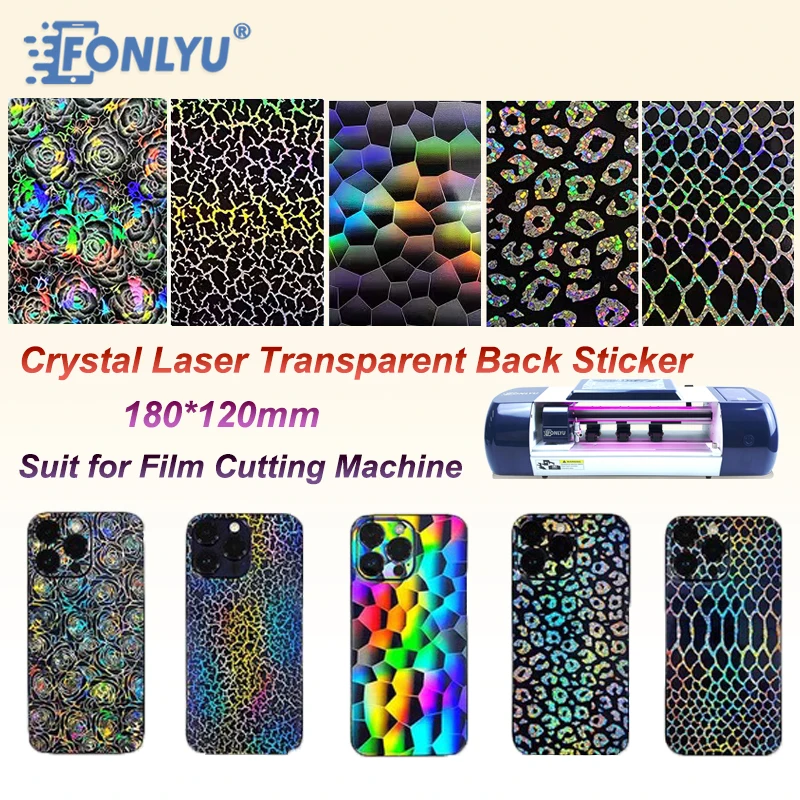 

FONLYU 50pcs Transparent Shiny Mobile Phone Crystal Laser Back Skin Sticker Rear Housing Cover Protector For Film Cutter Machine