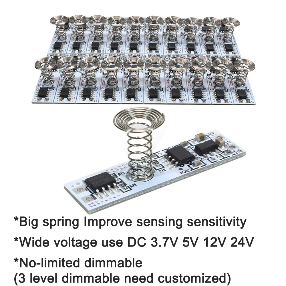 dropship 3.7~24V 5A Capacitive Touch Sensor Switch Coil Spring Switch LED Dimmer Control Switch for Smart Home LED Light Strip