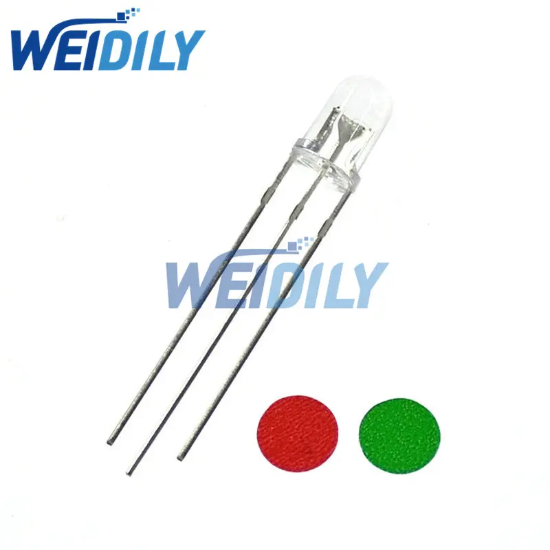 100PCS LED 3mm 5mm Round Diffused Matte Water Clear Red & Green two Color Common Anode cathode LED Diode Light Emitting Diodes