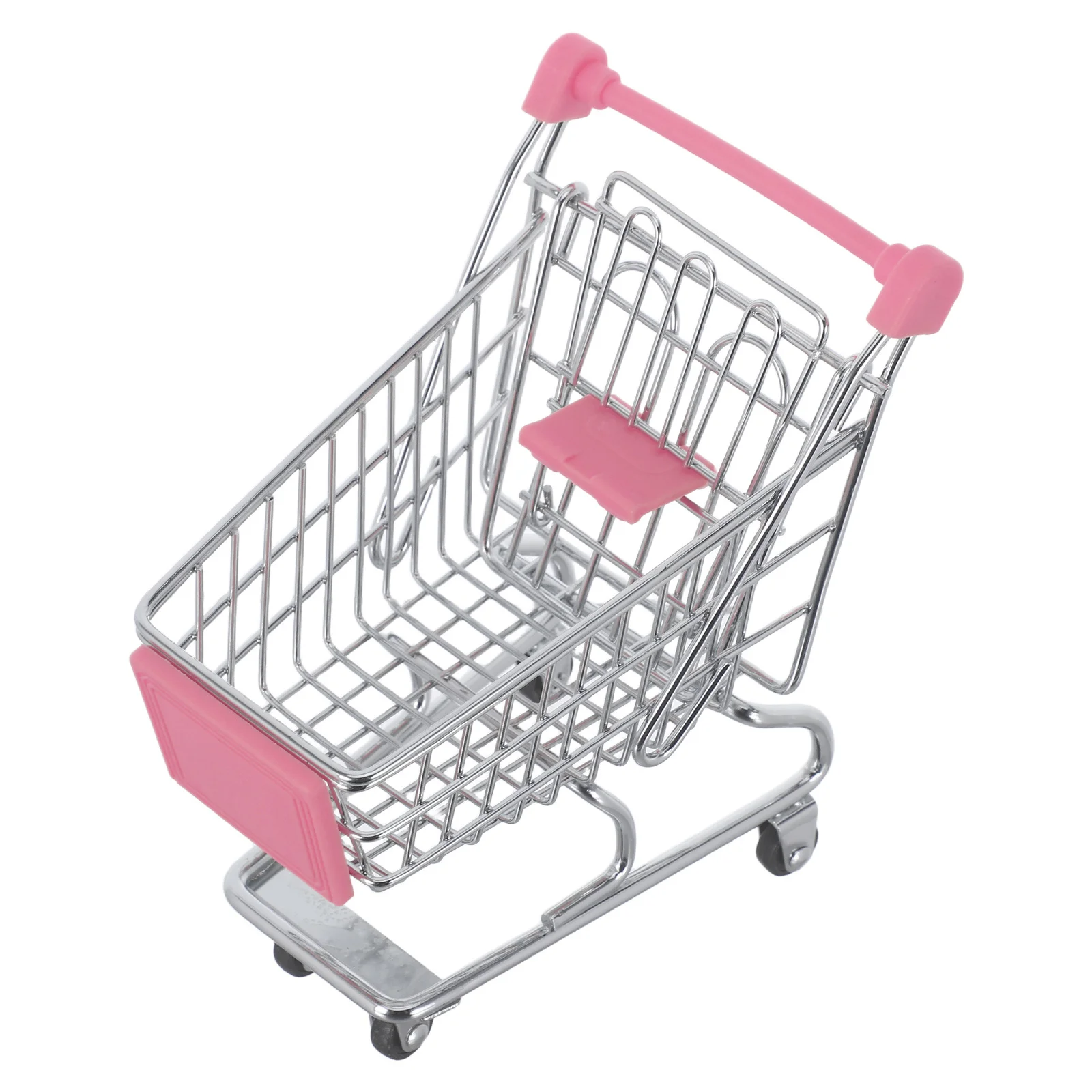 Mini Shopping Cart Metal Grocery Cart Pretend Play Handcart Basket Supermarket Role Play Office Organizer Mini Model Toy