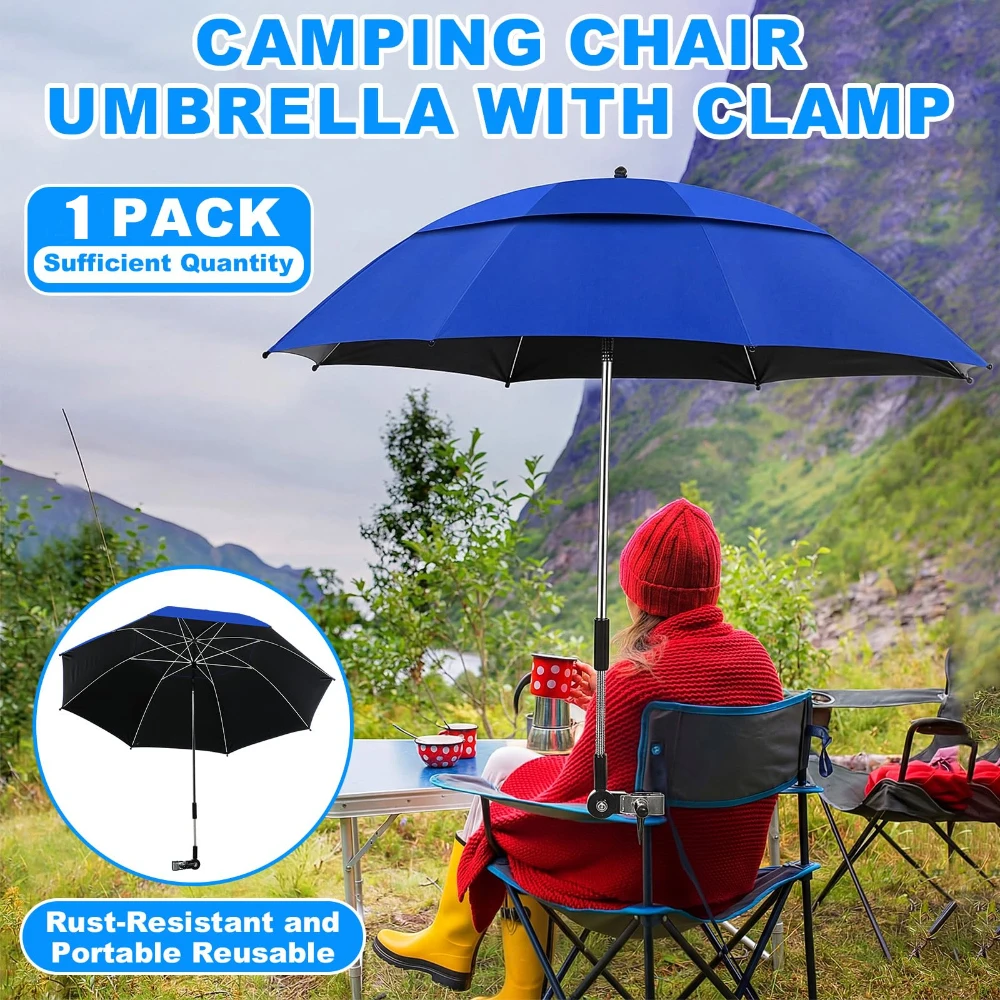 New Beach Umbrellas with Top Double-Layer Design, Breathable UV Protection Sun Umbrella 360° Rotation Strong Iron Frame Durable