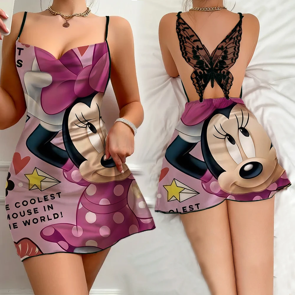 Sexy Nightwear for Women New Summer Female Sleep Dress Cartoon Pattern Women's Nightwear Fashion Sleevesless One Pieces Dress