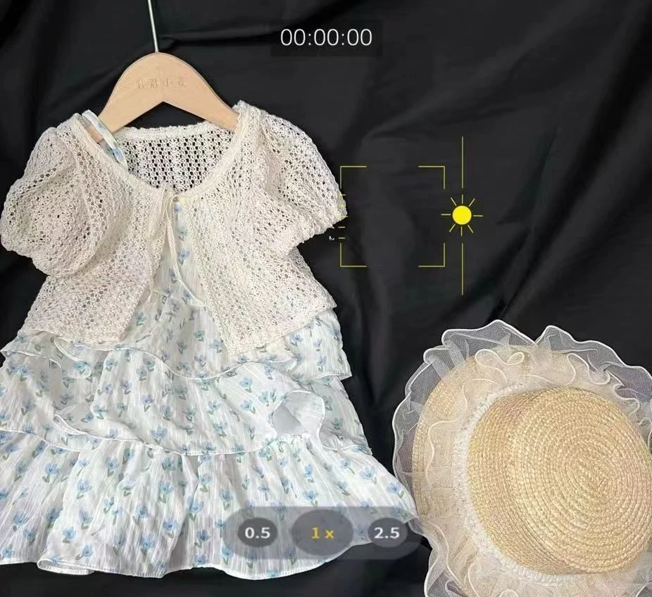 Girls Summer Dress Set 2026 New Kids Strapless Skirt Influencer Two Piece Set Baby Girl Dress