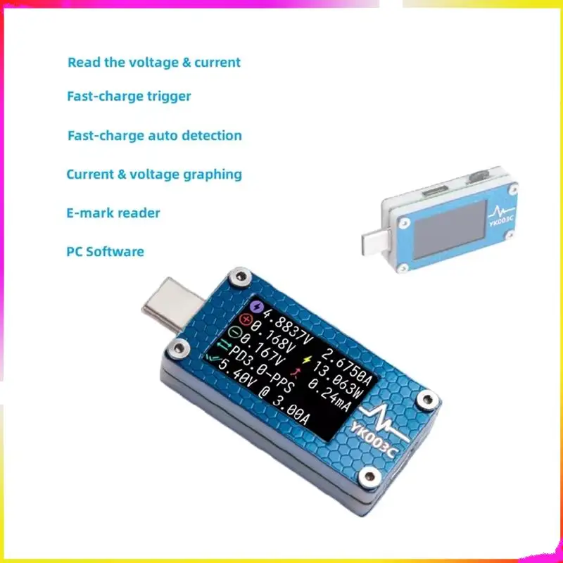 M04K YK003C USB تستر الفولتميتر مقياس التيار الكهربائي TYPE-C كشف الشحن السريع المتقدم وأداة قياس السعة