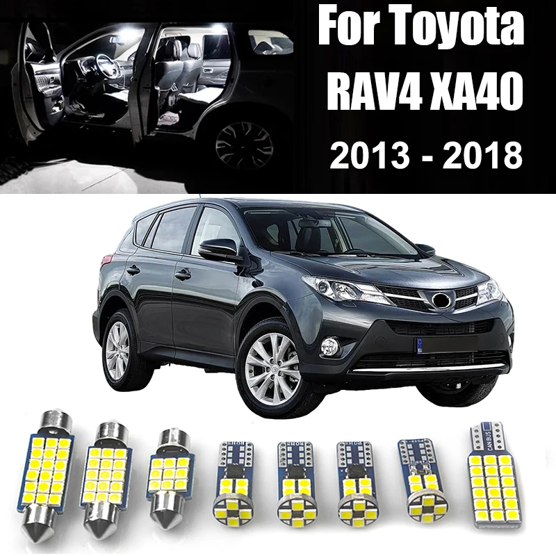 For Toyota RAV4 XA40 2013 2014 2015 2016 2017 2018 Car LED Bulbs Interior Reading Lamp Vanity Mirror Trunk Light Accessories